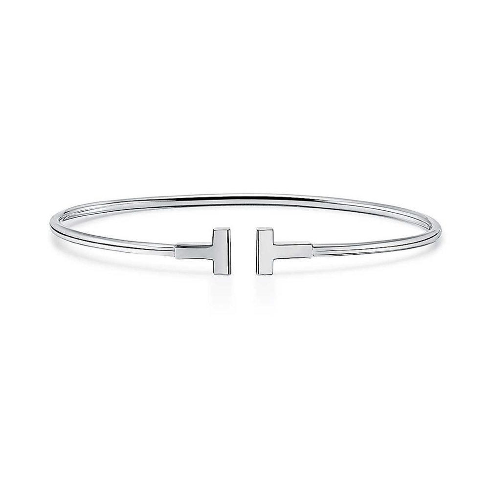 Tiffany T Narrow Wire Bracelet 14k White Gold